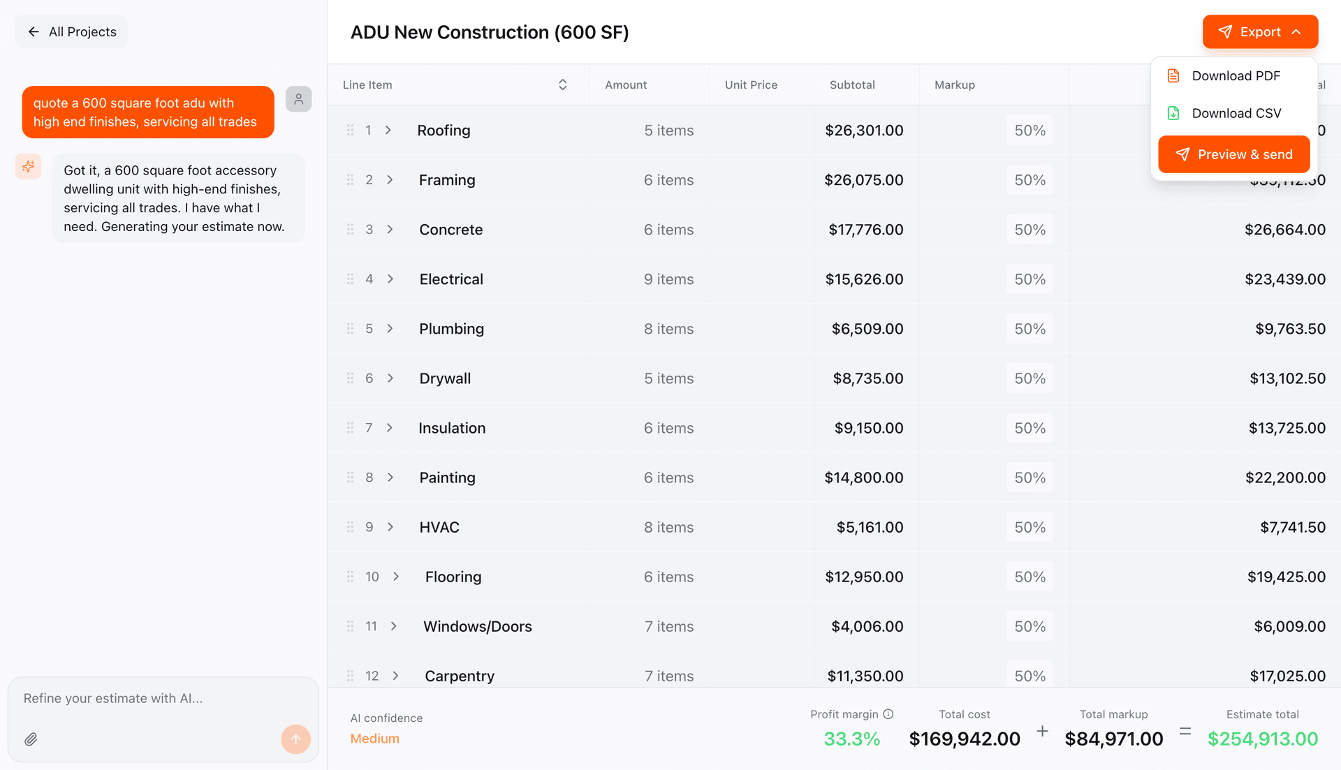 Instant AI Estimates - ScoutOut feature